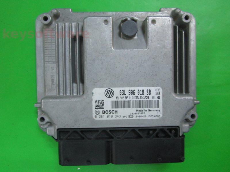 ECU VW Caddy 2.0TDI 03L906018SB 0281019343 EDC17C46 CFHE H25