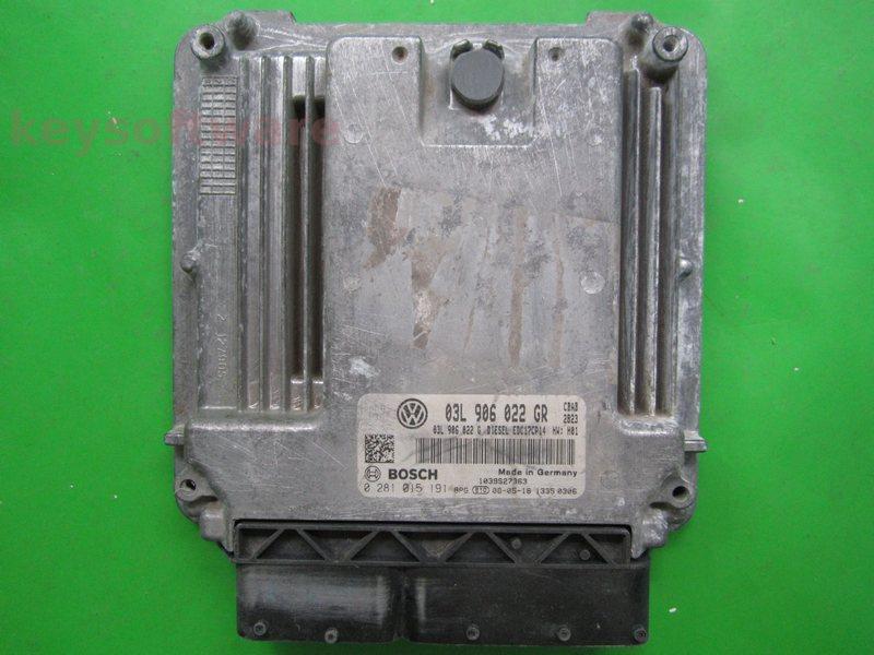 ECU VW Eos 2.0TDI 03L906022GR 0281015191 EDC17CP14 CBAB H01