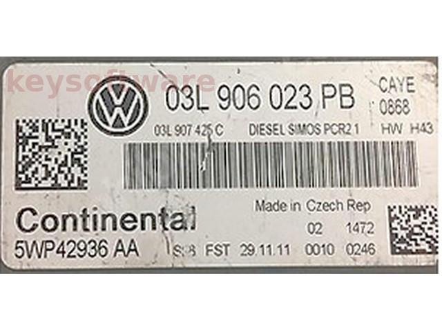 ECU VW Caddy 1.6TDI 03L906023PB 5WP42936 SIMOS PCR2.1 CAYE H43 {