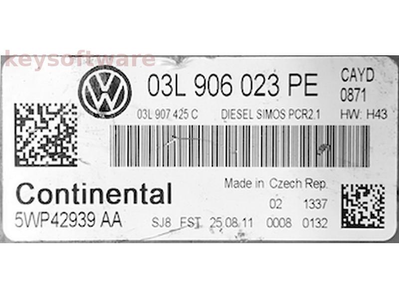 ECU VW Caddy 1.6TDI 03L906023PE 5WP42939 SIMOS PCR2.1 CAYD H43