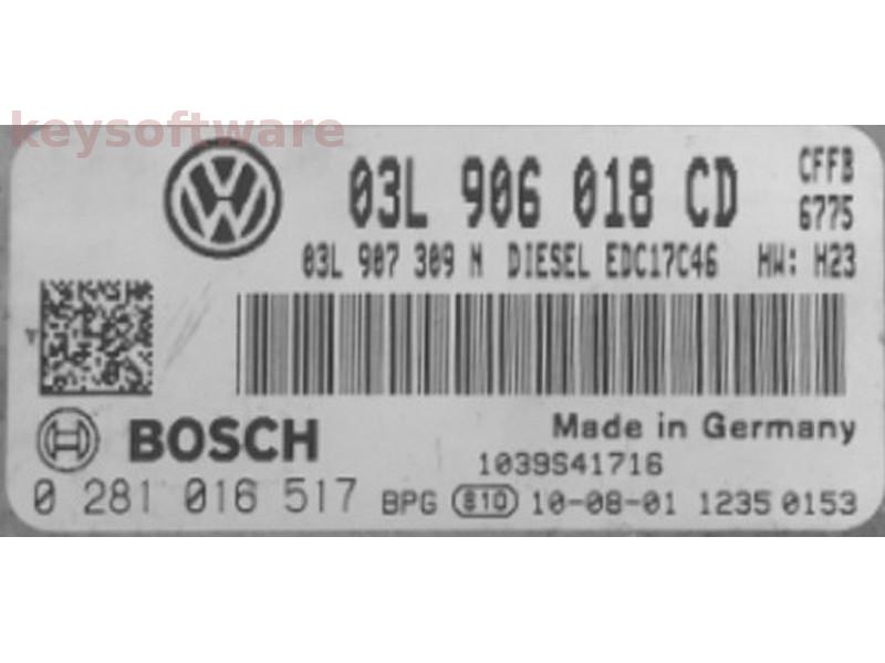 ECU VW Tiguan 2.0TDI 03L906018CD 0281016517 EDC17C46 CFFB H23 {