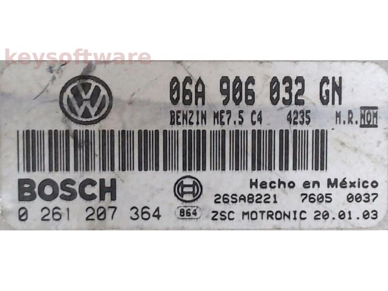 ECU VW Beetle 2.0 06A906032GN 0261207364 ME7.5 AZJ {