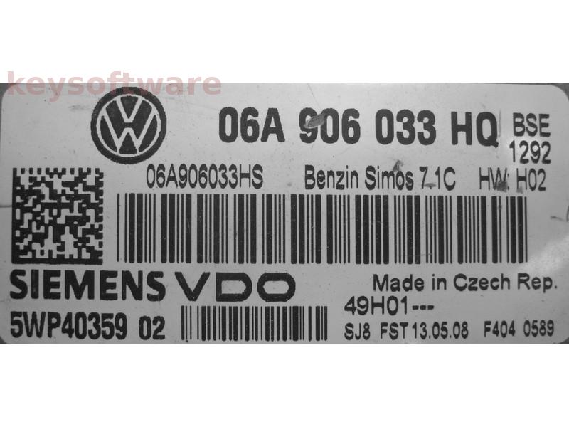 ECU VW Caddy 1.6 06A906033HQ 5WP40359 SIMOS 7.1C BSE H02{