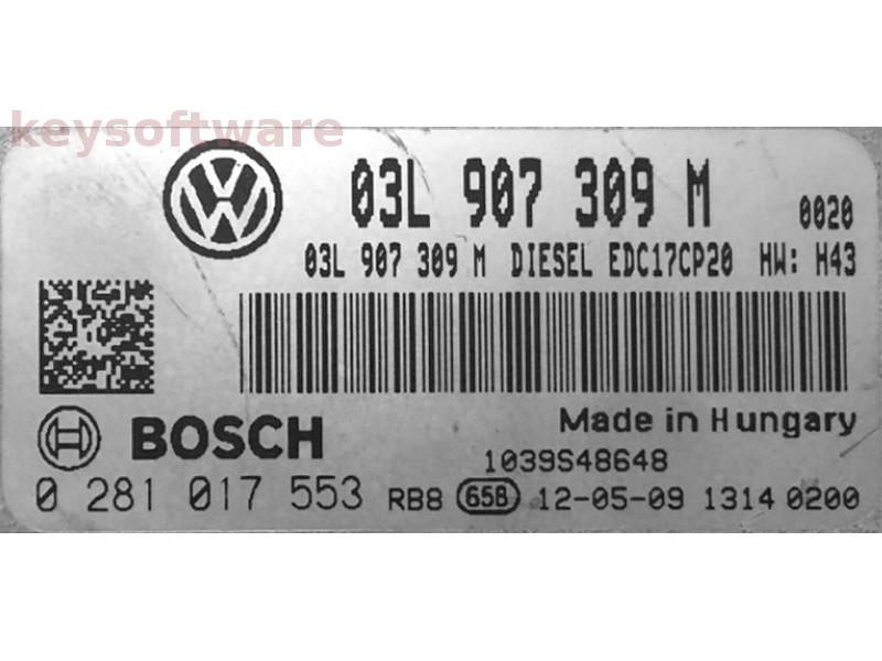 ECU VW T5 2.0TDI 03L907309M 0281017553 EDC17CP20 H43