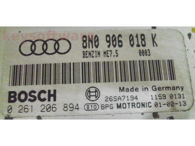 ECU Audi TT 1.8 8N0906018K 0261206894 ME7.5 AMU {